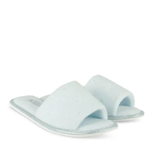 Chaussons BLEU Femme Motif Uni A Enfiler