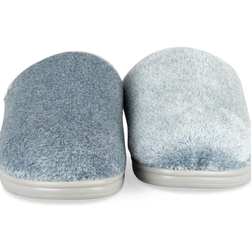 Chaussons BLEU Femme Motif Uni A Enfiler