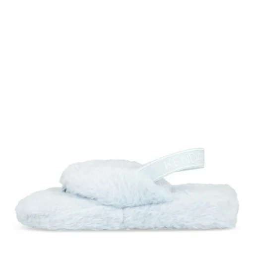 Chaussons BLEU Femme Motif Fausse Fourrure Elastique