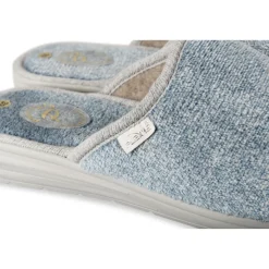 Chaussons BLEU Femme Motif Uni A Enfiler