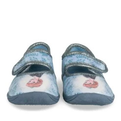 Chaussons BLEU Fille Motif Uni Elastique