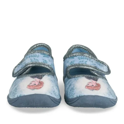 Chaussons BLEU Fille Motif Uni Elastique