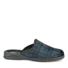 Chaussons BLEU Homme Motif Uni A Enfiler