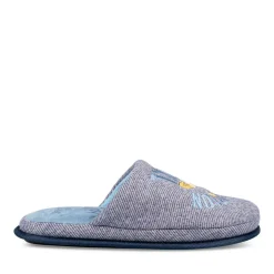 Chaussons BLEU Homme Motif Uni A Enfiler
