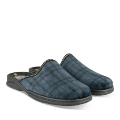 Chaussons BLEU Homme Motif Uni A Enfiler