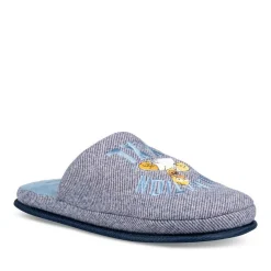 Chaussons BLEU Homme Motif Uni A Enfiler