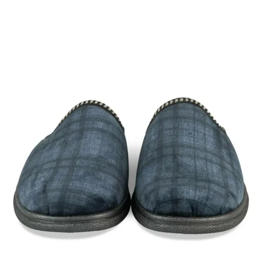 Chaussons BLEU Homme Motif Uni A Enfiler