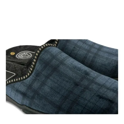 Chaussons BLEU Homme Motif Uni A Enfiler