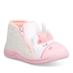 Chaussons Bottine BLANC Fille Motif Licorne Fermeture éclair