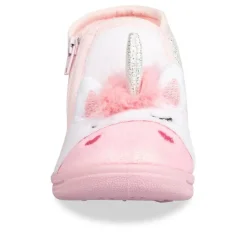 Chaussons Bottine BLANC Fille Motif Licorne Fermeture éclair