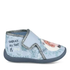 Chaussons Bottine BLEU Fille Motif Uni Scratch