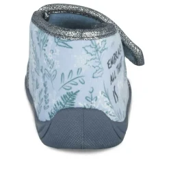 Chaussons Bottine BLEU Fille Motif Uni Scratch