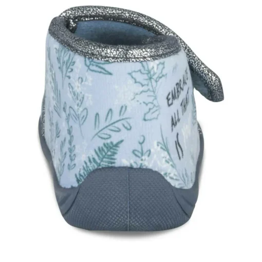 Chaussons Bottine BLEU Fille Motif Uni Scratch