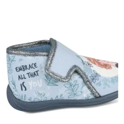Chaussons Bottine BLEU Fille Motif Uni Scratch