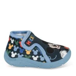 Chaussons Bottine BLEU Garçon Motif Uni Scratch