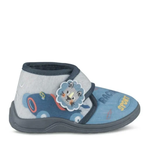Chaussons Bottine BLEU Garçon Motif Animal Scratch