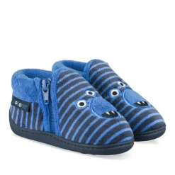 Chaussons Bottine BLEU Garçon Motif Uni Fermeture éclair