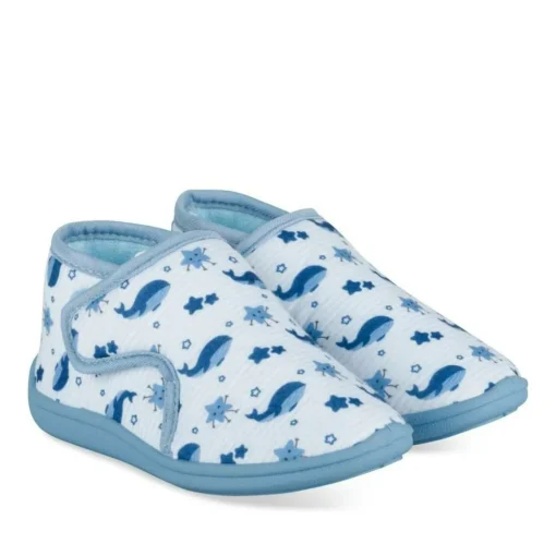 Chaussons Bottine BLEU Garçon Motif Animal Scratch