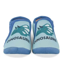 Chaussons Bottine BLEU Garçon Motif Dinosaure Fermeture éclair