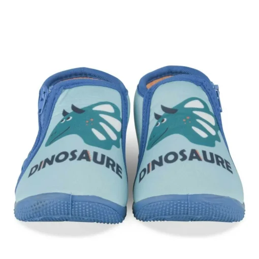 Chaussons Bottine BLEU Garçon Motif Dinosaure Fermeture éclair