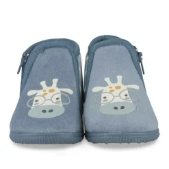 Chaussons Bottine BLEU Garçon Motif Animal Fermeture éclair