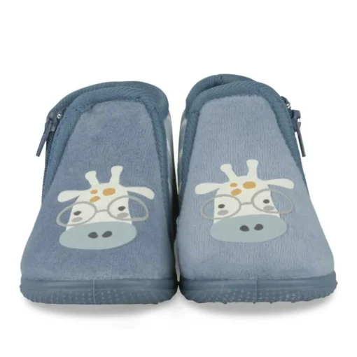 Chaussons Bottine BLEU Garçon Motif Animal Fermeture éclair