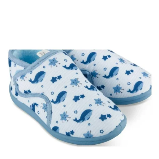 Chaussons Bottine BLEU Garçon Motif Animal Scratch