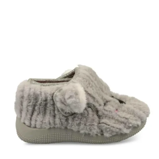 Chaussons Bottine GRIS Fille Scratch