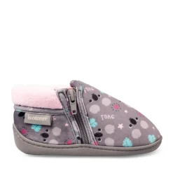 Chaussons Bottine GRIS Fille Motif Animal Fermeture éclair