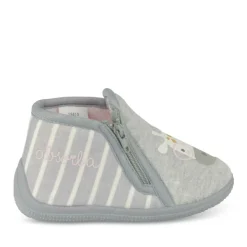 Chaussons Bottine GRIS Fille Motif Animal Fermeture éclair