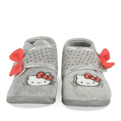 Chaussons Bottine GRIS Fille Motif A Pois Scratch