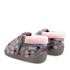 Chaussons Bottine GRIS Fille Motif Animal Fermeture éclair