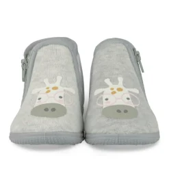 Chaussons Bottine GRIS Fille Motif Animal Fermeture éclair