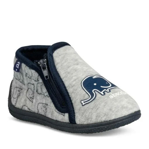 Chaussons Bottine GRIS Garçon Motif Animal Fermeture éclair