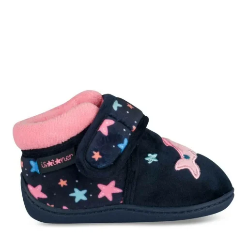Chaussons Bottine MARINE Fille Motif Etoiles Scratch