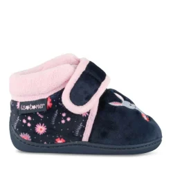 Chaussons Bottine MARINE Fille Motif Fleuri Scratch