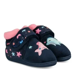 Chaussons Bottine MARINE Fille Motif Etoiles Scratch