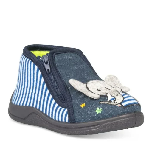 Chaussons Bottine MARINE Garçon Motif Rayures Fermeture éclair