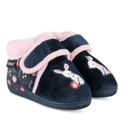 Chaussons Bottine MARINE Fille Motif Fleuri Scratch
