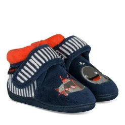 Chaussons Bottine MARINE Garçon Motif Rayures Scratch