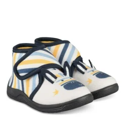 Chaussons Bottine MARINE Garçon Motif Rayures Scratch
