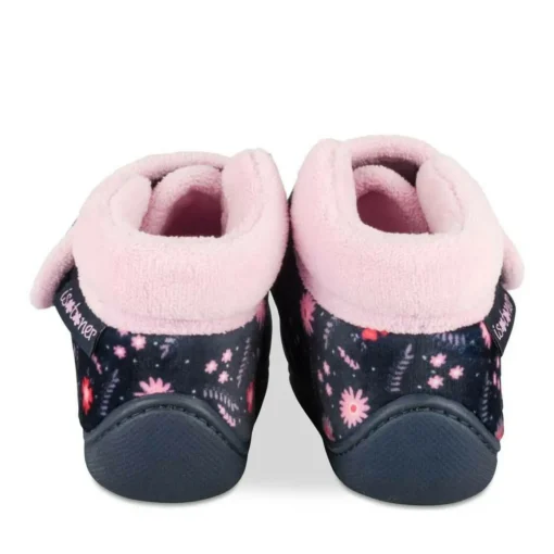 Chaussons Bottine MARINE Fille Motif Fleuri Scratch