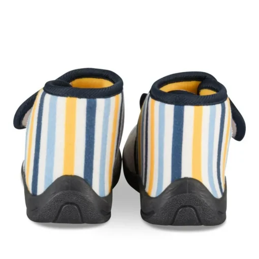 Chaussons Bottine MARINE Garçon Motif Rayures Scratch