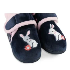 Chaussons Bottine MARINE Fille Motif Fleuri Scratch