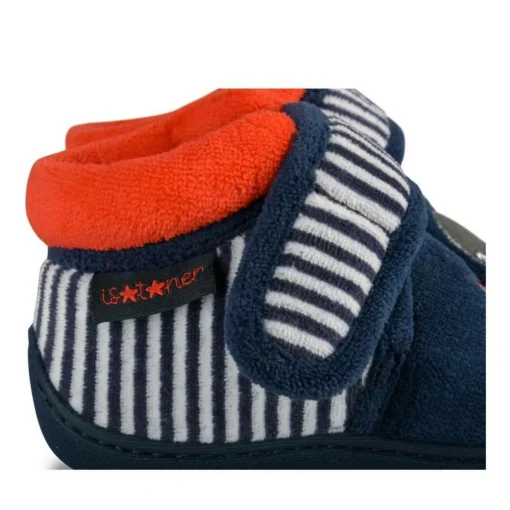 Chaussons Bottine MARINE Garçon Motif Rayures Scratch