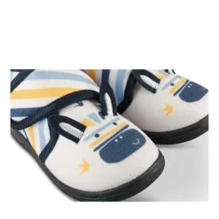 Chaussons Bottine MARINE Garçon Motif Rayures Scratch
