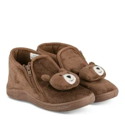 Chaussons Bottine MARRON Garçon Motif Animal Fermeture éclair