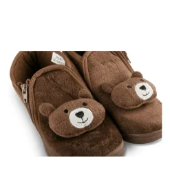 Chaussons Bottine MARRON Garçon Motif Animal Fermeture éclair