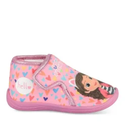Chaussons Bottine ROSE Fille Motif Coeurs Scratch