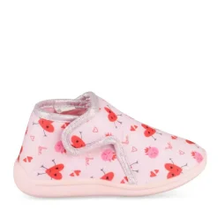 Chaussons Bottine ROSE Fille Motif Coeurs Scratch